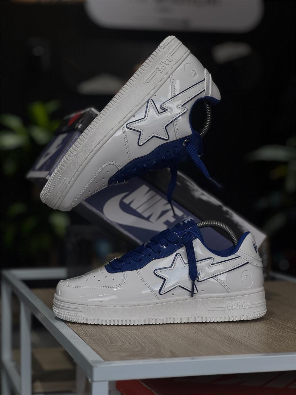 A BATHING APE BAPE STA WHITE AND BLUE