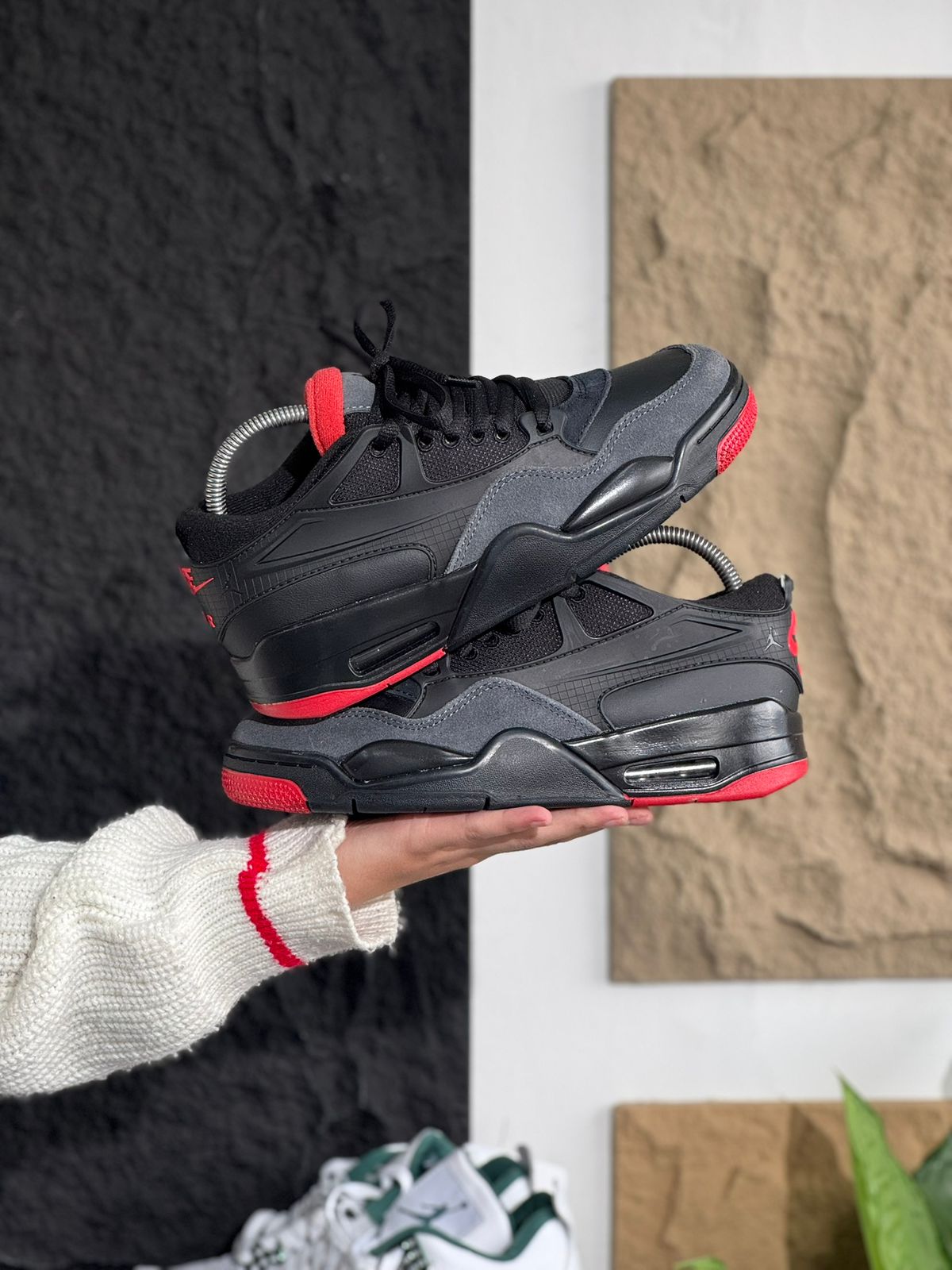 AIR JORDAN 4 RM BLACK WITH RED ACCENTS