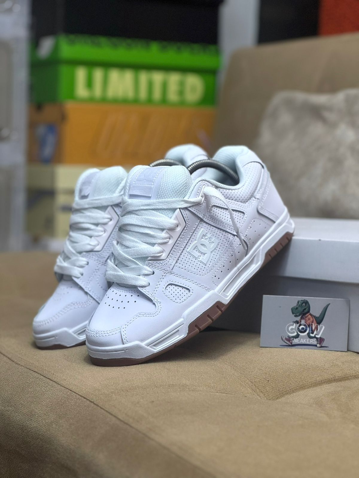 DC SHOES STAG WHITE LEATHER-NUBUCK