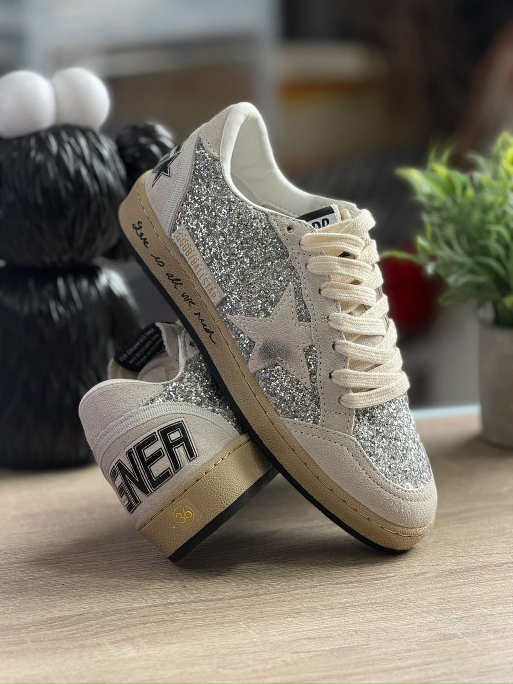 GOLDEN GOOSE BALL STAR PURPURINA PLATEADA