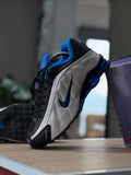 NIKE SHOX R4 METALLIC SILVER AND BLUE